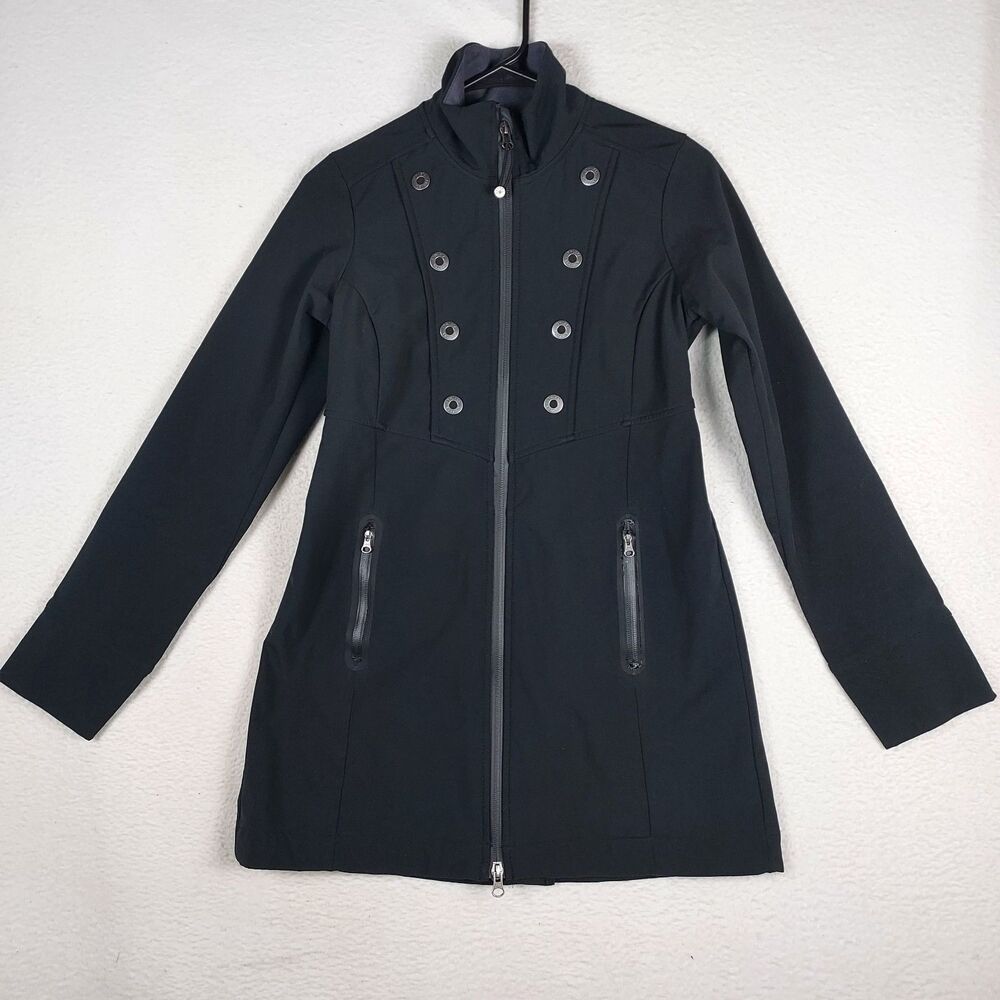Athleta Womens XXSmall Black Softshell Jacket Full Zip Fleece Lined